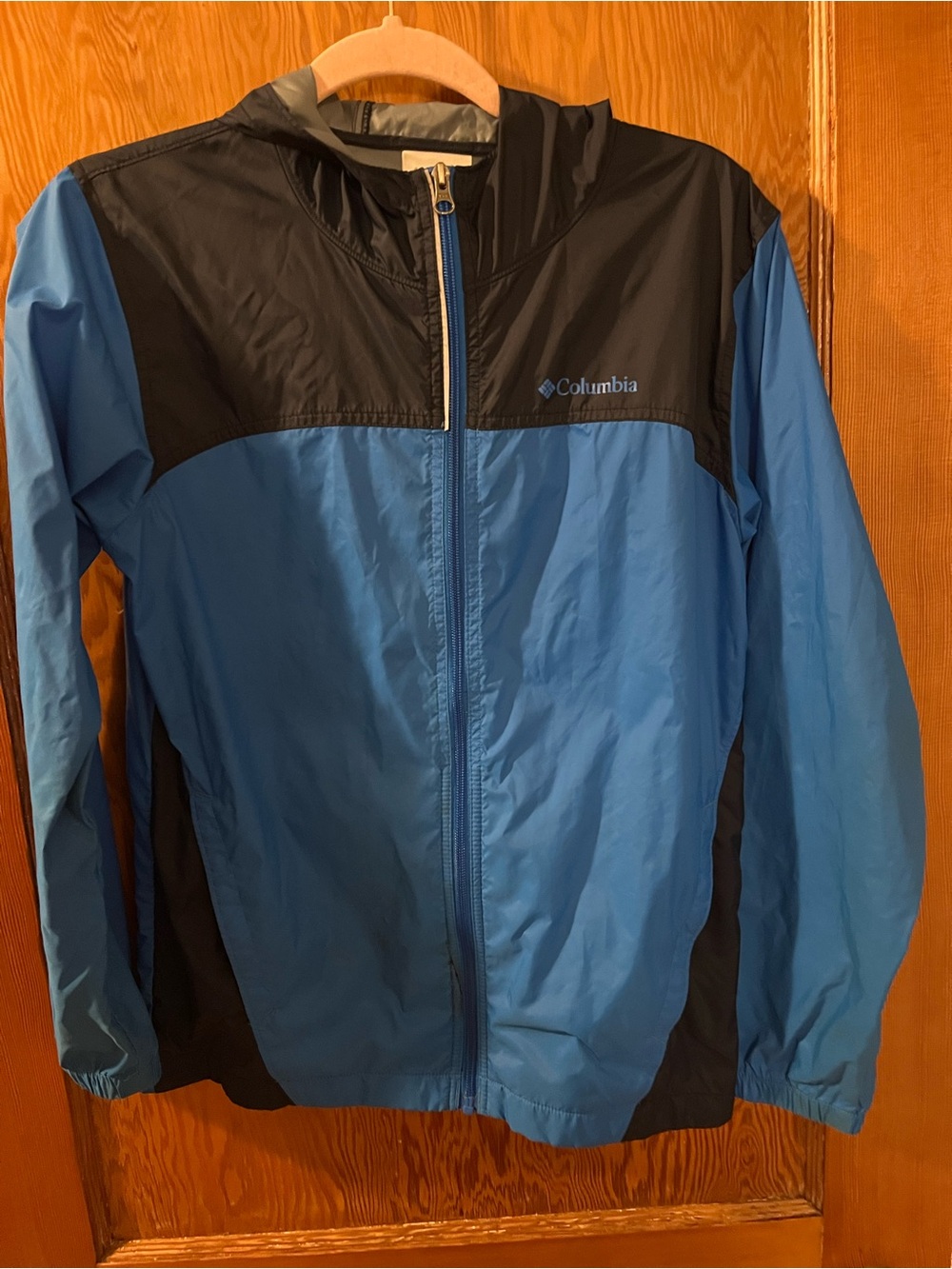 Columbia Youth L Blue and Black Rain Jacket